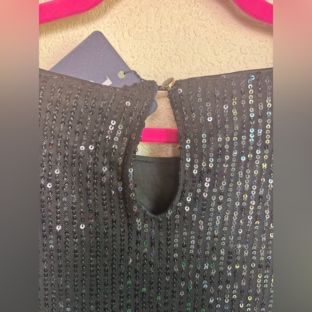 NWT Anna-Kaci Black Sequin Belted Crew Neck Long Sleeve Mini Party Dress XL - Picture 9 of 12